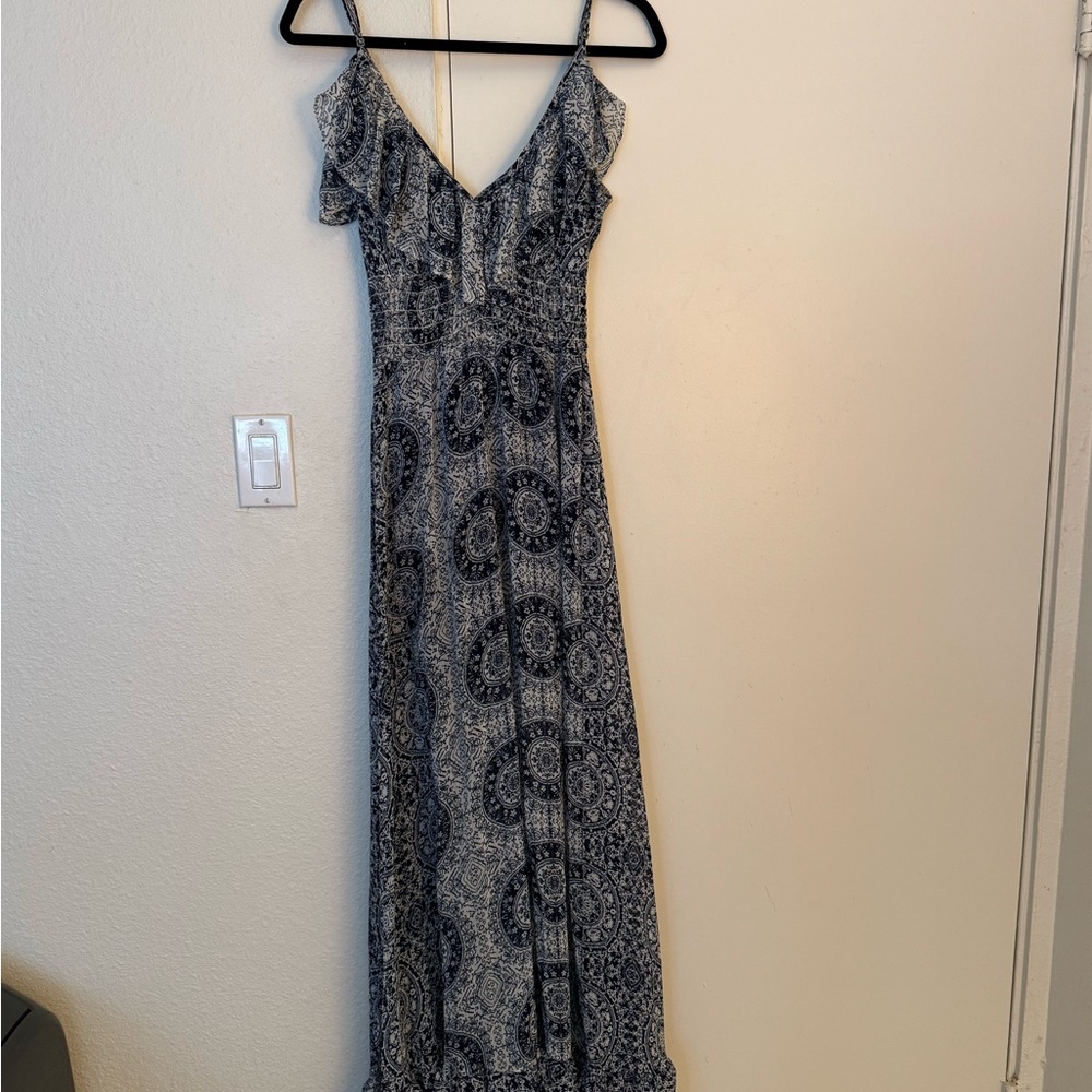 Misa Los Angeles Blue and White Maxi Dress
